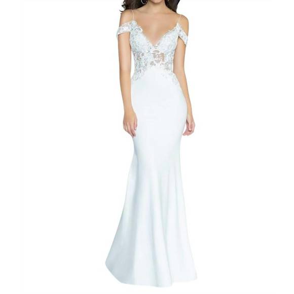 NEW VAL STEFANI jersey mermaid wedding dress in ivory